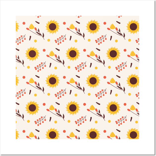 Sunflower Print Design Wall Art by aquariart